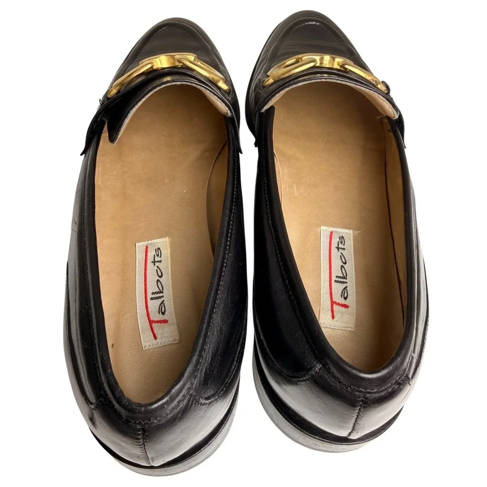 Vintage 90s Talbots Italy Horsebit Loafers Black Leather 8N